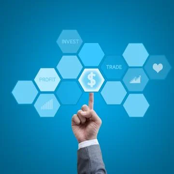 Business hand working with modern computer interface as stock business profit Stock Illustration