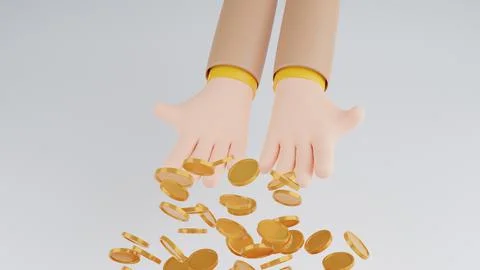 Business hands with coins isolate background.concept Shopping mobile app,coin Stock Illustration