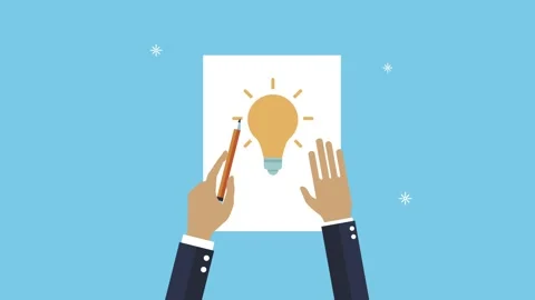 Business hands drawing light bulb on paper for creative idea concept animatio Video stock 339211545