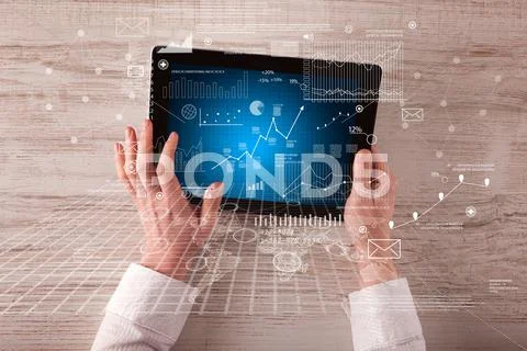 Business hands holding tablet Stock Photos
