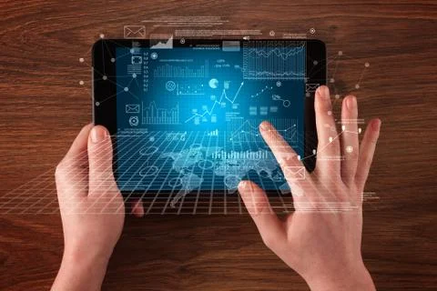 Business hands holding tablet 库存照片