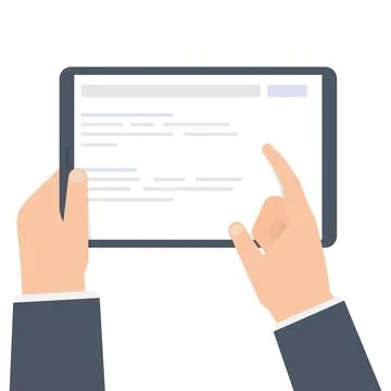 Business Hands Interacting with Digital Tablet Interface Stock Illustration