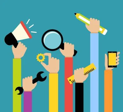 Business hands tools Illustrazione stock