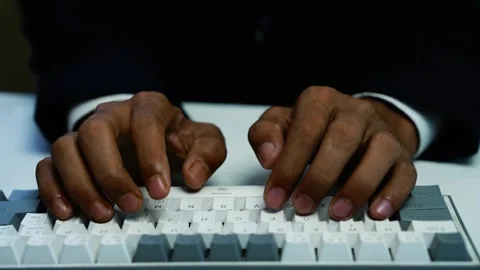 Business hands typing on white computer keyboard, Close-up of a business pe.. Stock Footage 348345043
