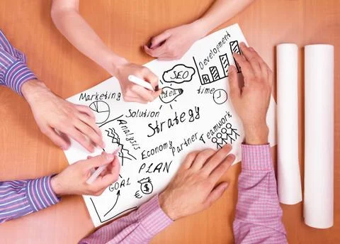 Business hands working with documents Stock Photos