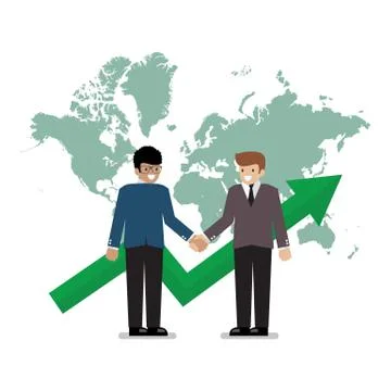 Business handshake on the background of world map Stock Illustration