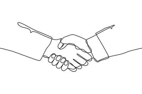Business Handshake continuous line vector illustration Stock Illustration