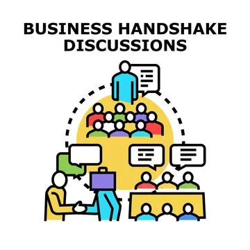 Business handshake discussions vector concept illustration Stock Illustration