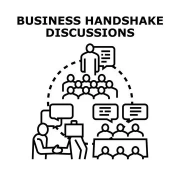 Business handshake discussions vector concept illustration Stock Illustration