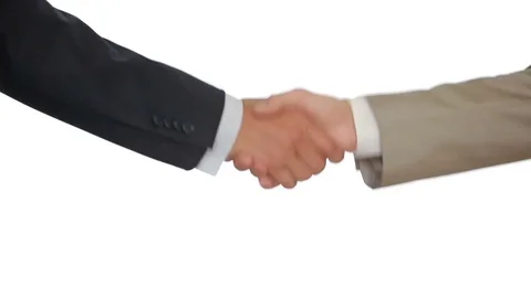 A Business Handshake with White Background, Two men shake hands Stock Footage 73506525