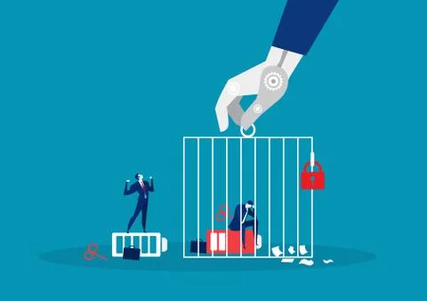 Business with hard working in cagevector vector illustration. Stock Illustration