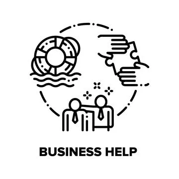 Business Help Vector Concept Black Illustration Stock Illustration