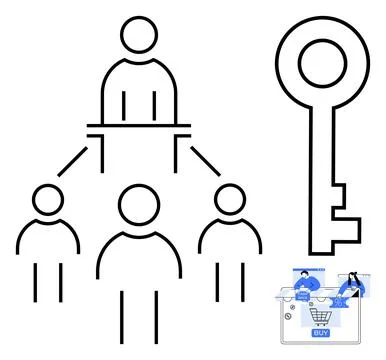 Business Hierarchy and E-commerce Security Key Concept for Online Transaction Stock Illustration