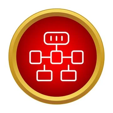 Business hierarchy structure flowchart diagram on red button 스톡 일러스트