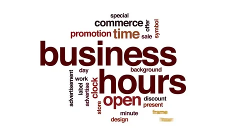 Business hours animated word cloud, text design animation. Stock Footage 79671054