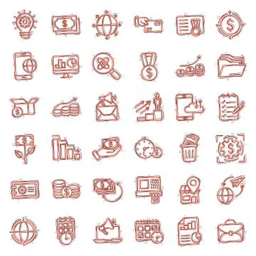 Business icon set in comic style. Make money cartoon vector illustration on w Stock-Illustration