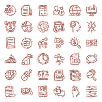 Business icon set in comic style. Money, people, document cartoon vector illu Stockillustratie