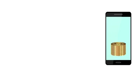 Business icon. A smartphone and a stack of coins. Animation. Stock Footage 157359705