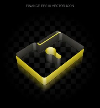 Business icon: Yellow 3d Folder With Keyhole made of paper, transparent shadow Stock Illustration