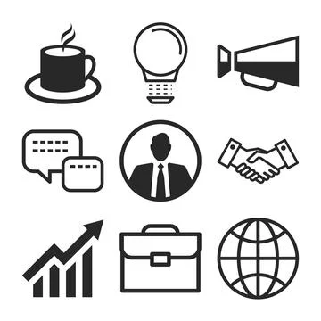 Business icons flat design with elements for website, infographic and all bus Illustrazione stock