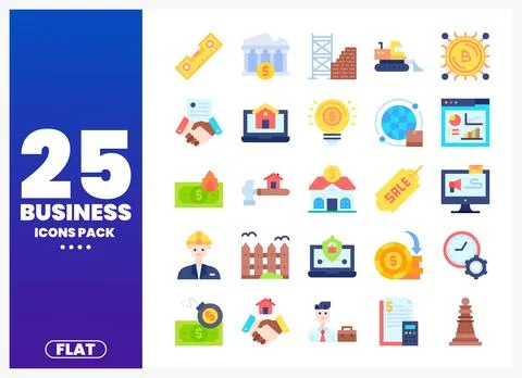 Business icons flat design elements for digital marketing and finance. Ilustración de archivo