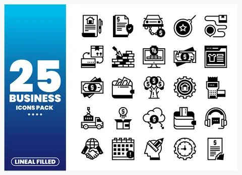 Business icons pack on blue gradient background Stock Illustration