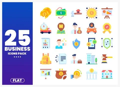 Business Icons Pack featuring flat design elements イラスト素材