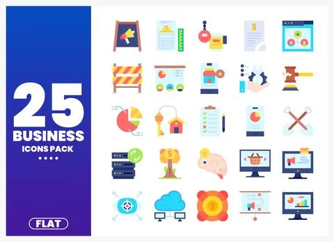 Business Icons Pack with Flat Design Stock Illustration