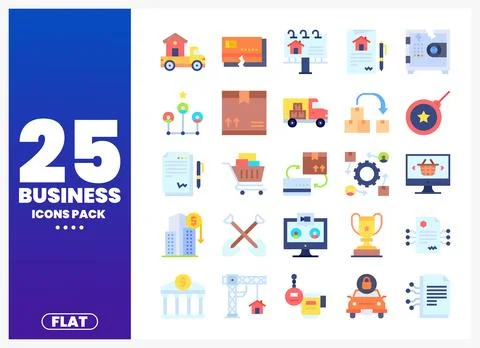 Business icons pack with flat illustrations for financial and corporate use Stock Illustration