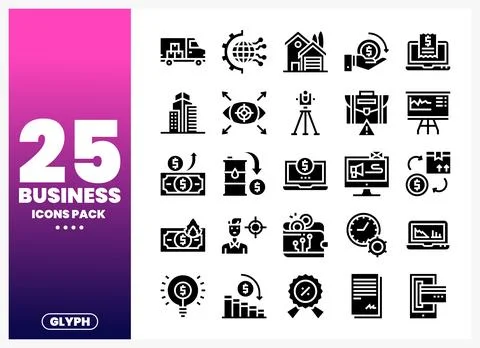 Business icons pack on a gradient background Stock Illustration