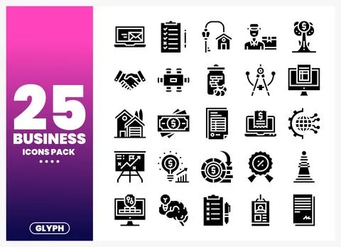Business icons pack on a gradient background Illustrazione stock