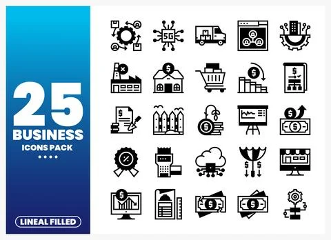 Business icons pack on a gradient background イラスト素材
