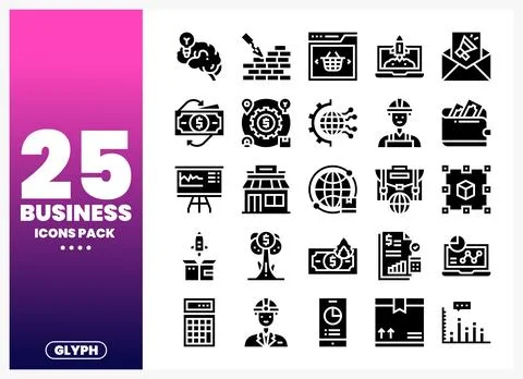 Business Icons Pack on Gradient Background Stock Illustration