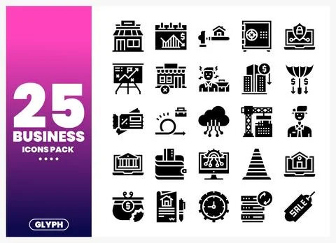 Business icons pack on white background Stock Illustration