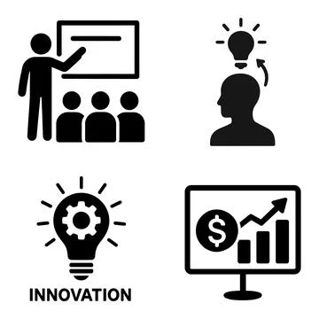 Business icons representing learning ideas innovation and growth isolated o.. Stock Illustration