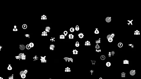 Business Icons Seamless Loop Animation on Black Background Stock Footage 327761094