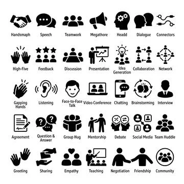 Business icons set for teamwork, communication, and collaboration, includin.. Stock-Illustration