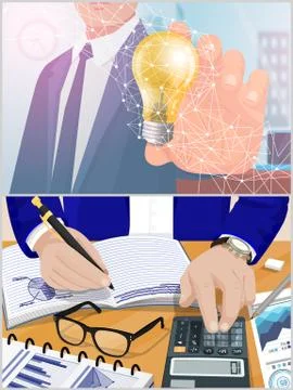 Business Idea and Calculation Process Set Vector Stock Illustration