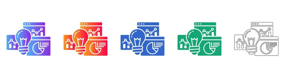 Business Idea and Data Analytics Icon Set Illustrazione stock
