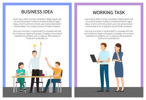 Business Idea and Working Task Vector Illustration Illustrazione stock