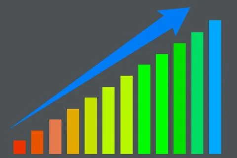 Business idea up arrow on the chart the direction of success Stock Illustration