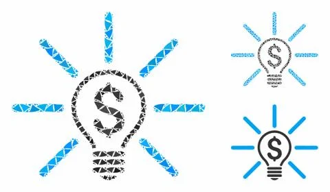 Business idea bulb Composition Icon of Ragged Pieces Illustrazione stock
