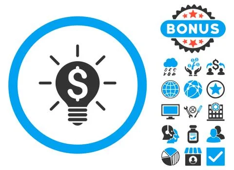 Business Idea Bulb Flat Vector Icon with Bonus Stock Illustration