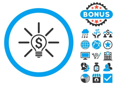 Business Idea Bulb Flat Vector Icon with Bonus Illustrazione stock