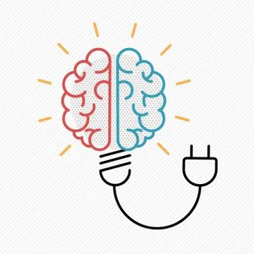 Business idea concept of brain as light bulb Stockillustratie