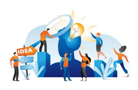 Business idea flat concept, vector illustration. People team character design Stock Illustration