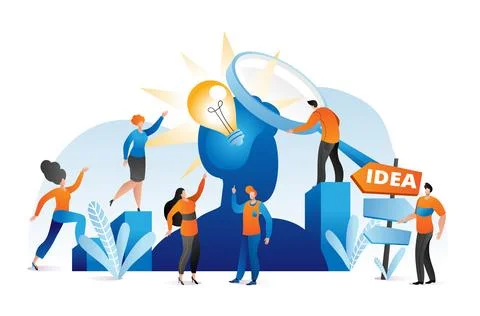 Business idea flat concept, vector illustration. People team character design Stock Illustration