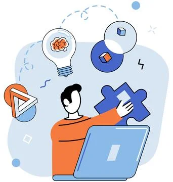 Business idea. It involves setting clear objectives, identifying target markets Stock Illustration