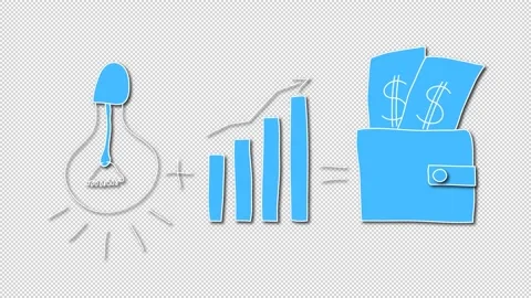 A business idea. Light bulb, chart and money. Blank background. Stock Footage 158010273