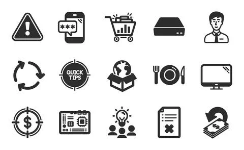 Business idea, Mini pc and Food icons set. Delivery service, Reject file and イラスト素材